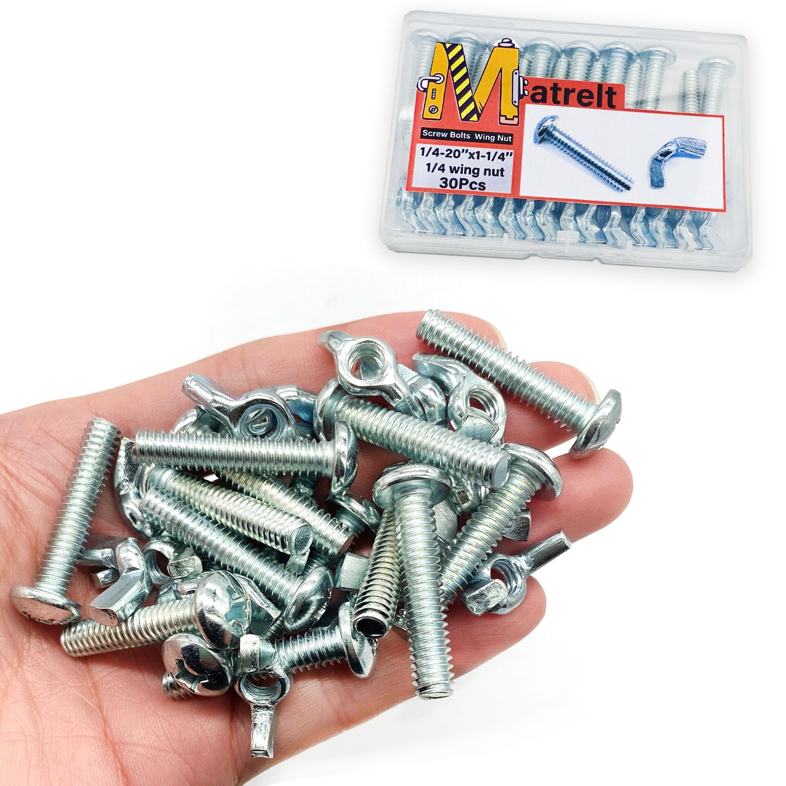 Wing Nuts & Screws Kit - 30 Pack 1/4-20 Hardware -8