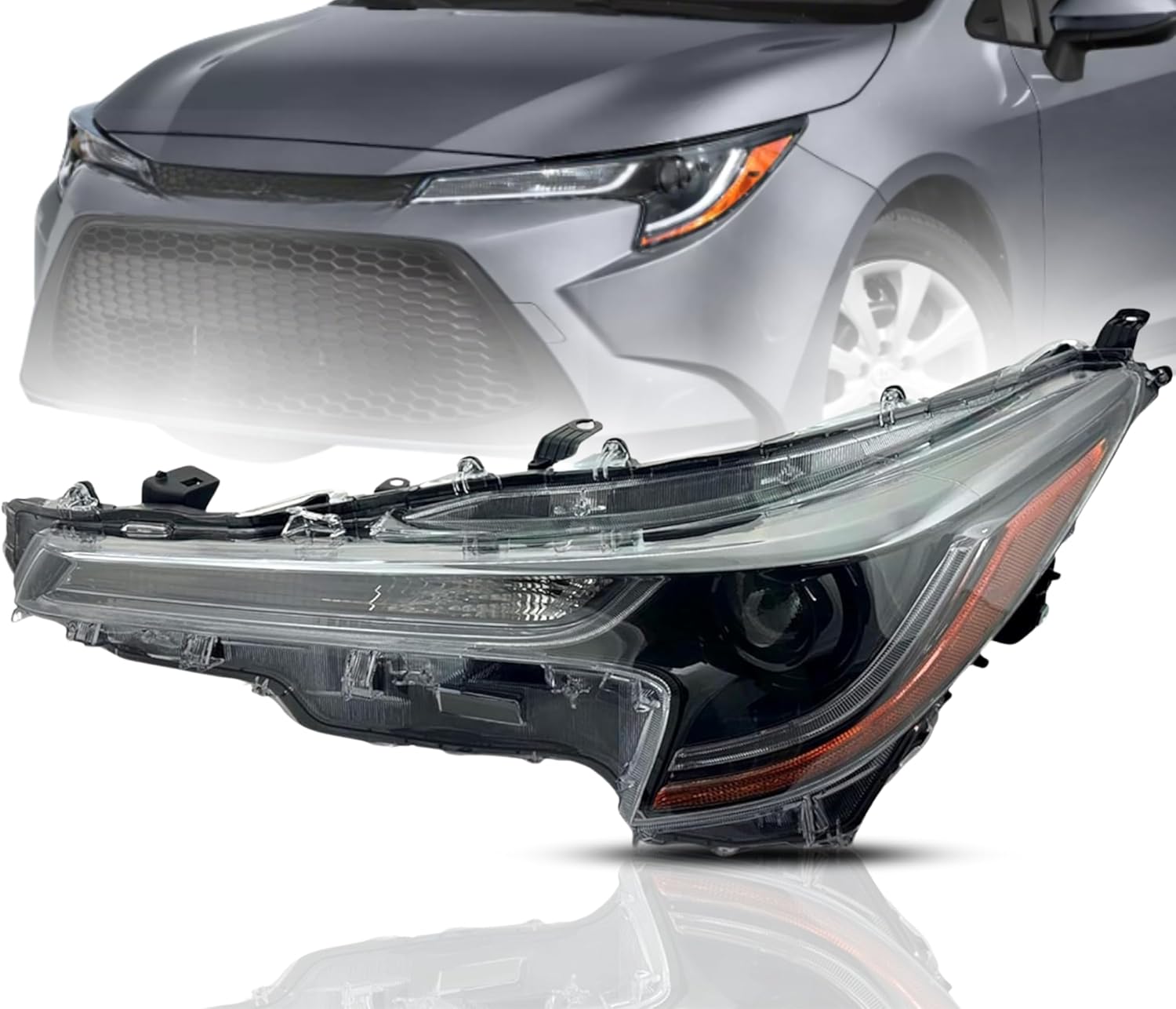 LED Headlamp Assembly Replacement For Toyota 2020 2021 2022 Corolla L/LE Headlight with Bulb Left/Driver Side TO2502286, 81150-02S30