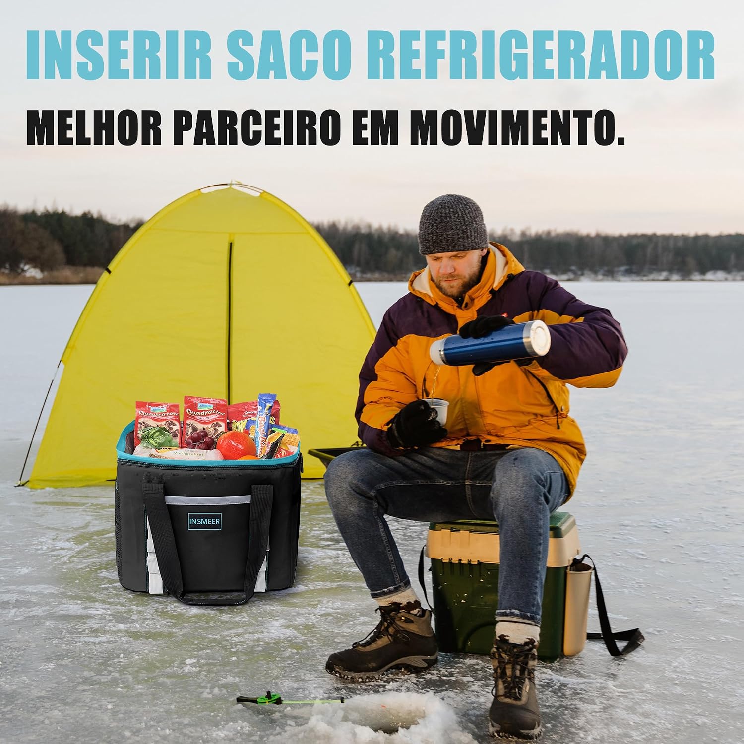 INSMEER Bolsa Térmica 25L/48L Grande, Impermeável, Cooler para Marmita, Caixa Térmica com Alça Desmontável - Ideal para Praia, Acampamento