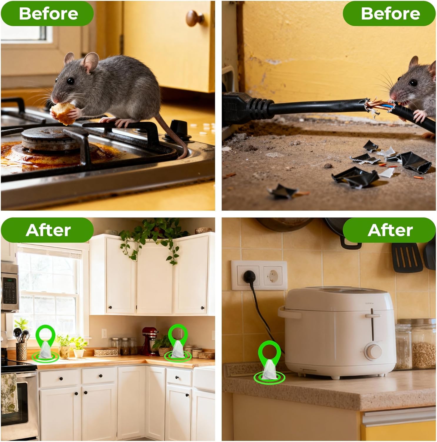 Mouse Rodent Repellent, 24 Pack Peppermint Oil Mouse Traps for Rat Mice, Nature Mouse Deterrent for Indoor Outdoor Use, for Garden & Home, Family & Pet Friendy