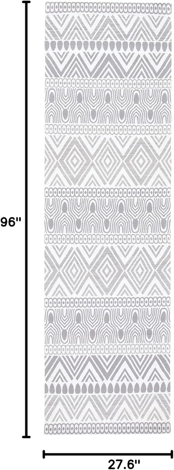 SAFAVIEH Marbella Collection Runner Rug - 2'3" x 8', Grey, Handmade Cotton, Ideal for High Traffic Areas in Living Room, Bedroom (MRB625F)