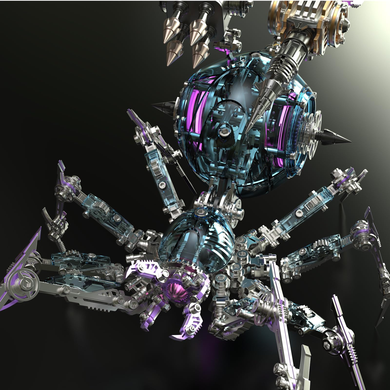 Metalowe puzzle 3D, pająk, zestaw modelarski dla dorosłych ze światłem, metalowe puzzle 3D, zestaw modelarski z bronią, zabawka na biurko, prezent dla dorosłych