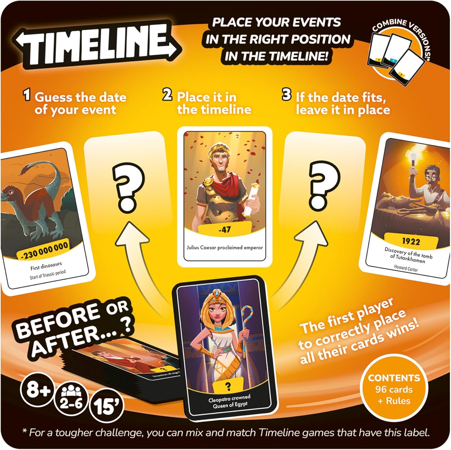 Asmodee Timeline Card Game (2025 Refresh) - Fun Educational History & Trivia Game for Families and Friends, Place Events in Chronological Order, Ages 8+, 2-6 Players, 15 Minute Playtime