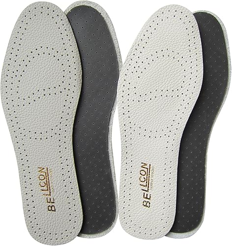 Miniatura 9 de Bellcon - Plantillas de cuero para hombres y mujeres, plantillas de cuero blanco y beige para adultos, insertos de zapatos de longitud completa para