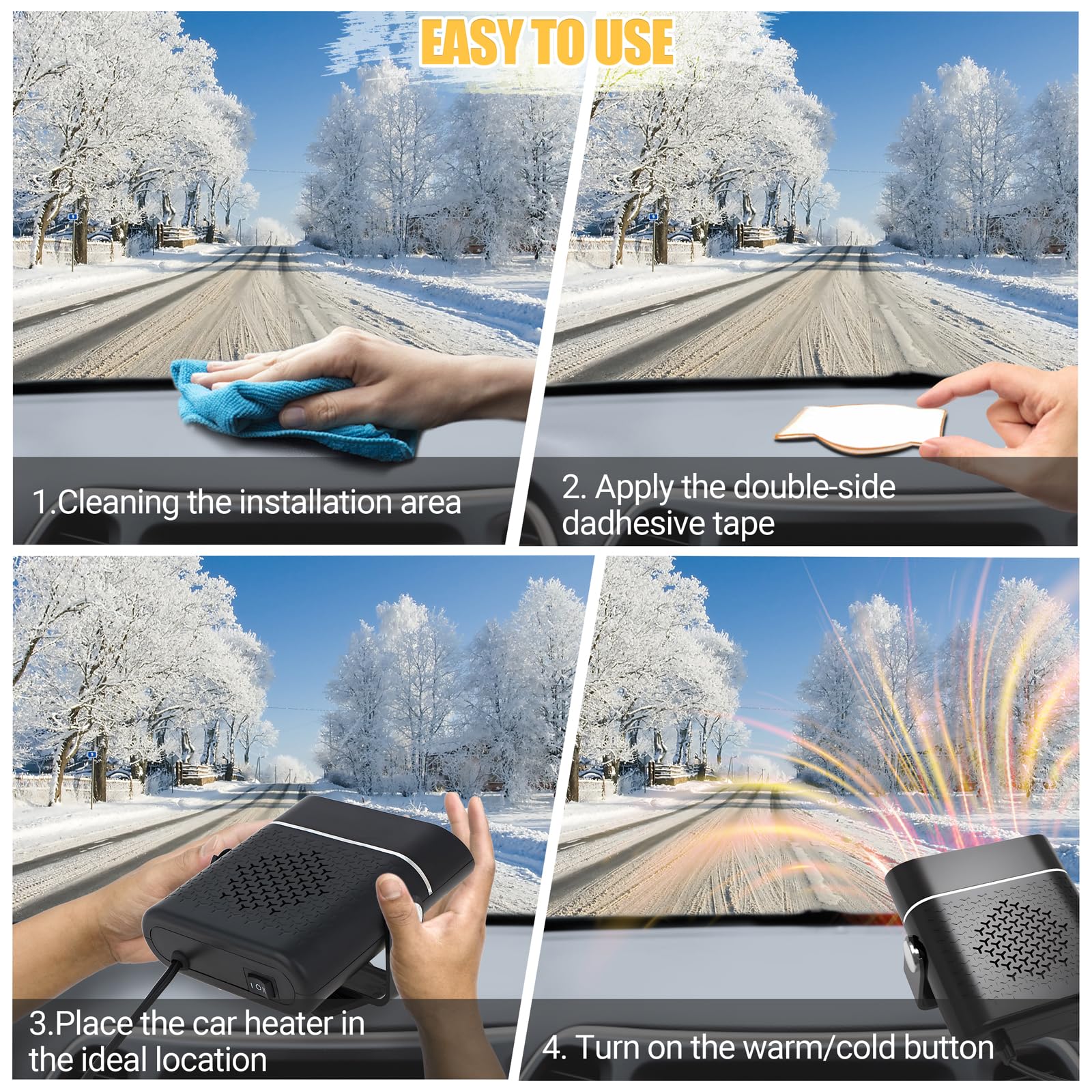 Qidoe 200W Autoheizung 12v Car Heater: Auto Heizung Tragbar akku kfz Heizlüfter, Zigarettenanzünder 12 Volt Standheizung Scheibenheizung sitzheizung mit Ventilator für Wohnmobil PKW Camping LKW 12 v