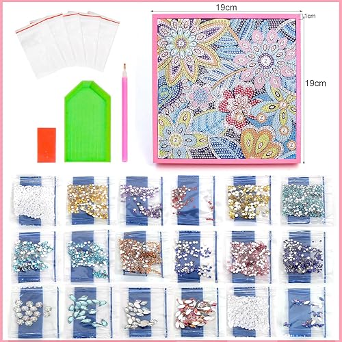 Miniatura 3 de ZUYUSUT Kits de pintura de diamantes de flores para niños con marco de madera para niñas, manualidades, diamantes de imitación por números, kits de