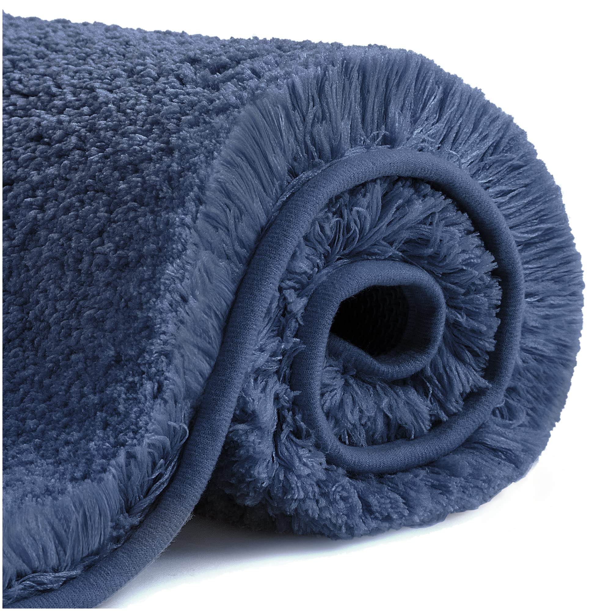 VANZAVANZU Bath Mats Non Slip Ultra Soft Absorbant Microfiber Fluffy Thick Bathroom Rugs Machine Washable (24"x36", Navy Blue)