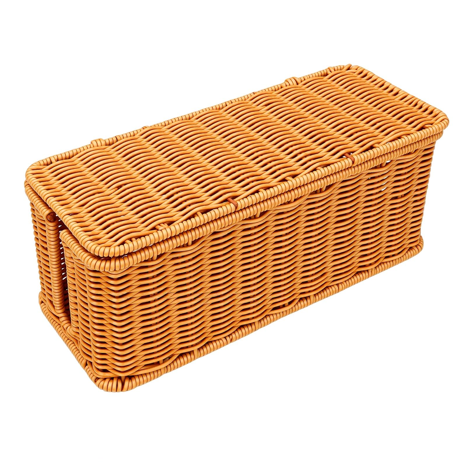 SIXRUN Scatola Gestione Cavi, Scatola Organizer per Cavi Intrecciati in Rattan con Coperchio Intrecciato a Mano, Copertura a 180 Gradi, Adatta a Prese Multiple Fino a 12 X 5 Pollici, per Scrivania,