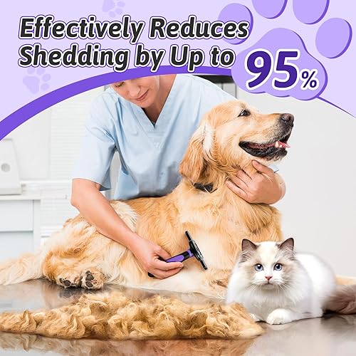 Vista 17 de MIU COLOR Cepillo de pelo largo para mascotas, herramienta de eliminación de pelos para perros y gatos medianos y grandes, reduce eficazmente