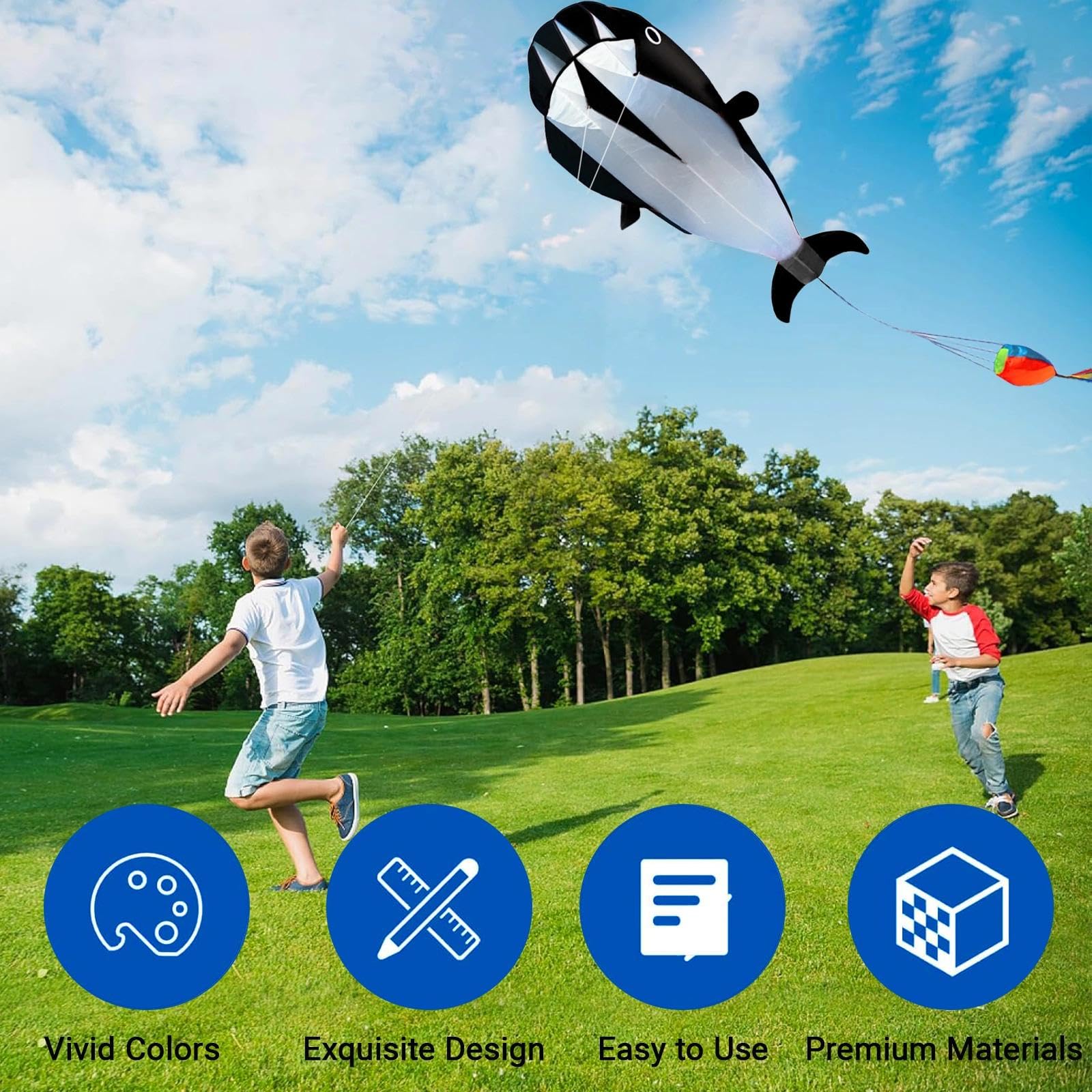 Darryy Cerf-volant pieuvre pour enfants, 550 x 120 cm, avec cordon de 100 m, pour enfants à partir de 10 ans et adultes - 4