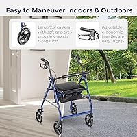 Vista 3 de Andador Drive Medical, de aluminio con ruedas, 7.5 pulgadas, R728BL, Universal, Azul, 1, 1