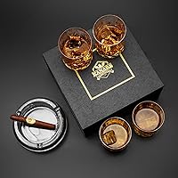 Vista 7 de KANARS Juego de 4 vasos de whisky – Vasos de licor de cristal multiestilo de 10 onzas – Rocas de vidrio para whisky, bourbon, ron y cóctel, regalos