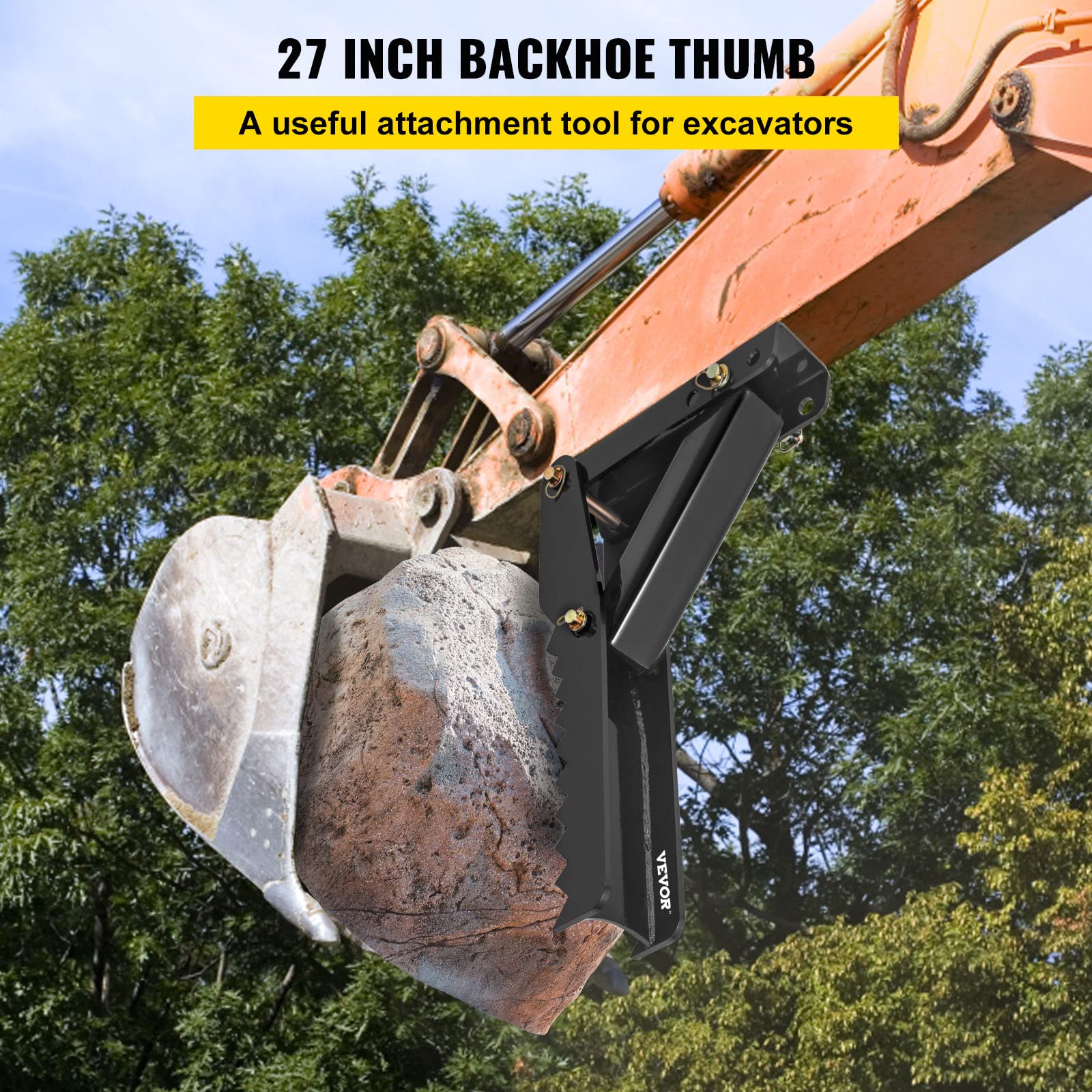 Buy Mophorn 27" Backhoe Thumb, 1/2" Teeth Thickness Heavy Duty Excavator Thumb, Black Steel Weld