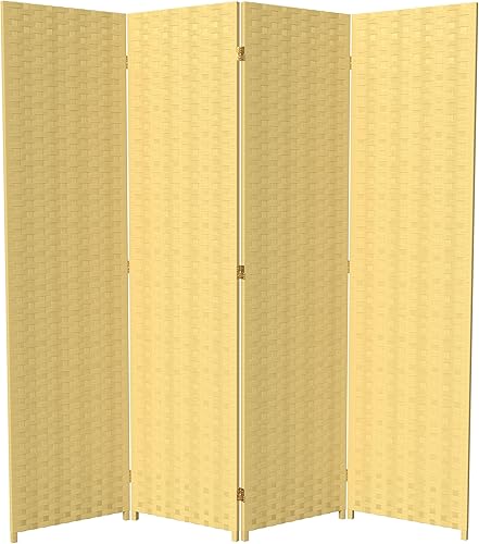 Oriental Furniture - Divisor de habitación de fibra tejida de 6 pies de alto, 8 paneles, color beige oscuro