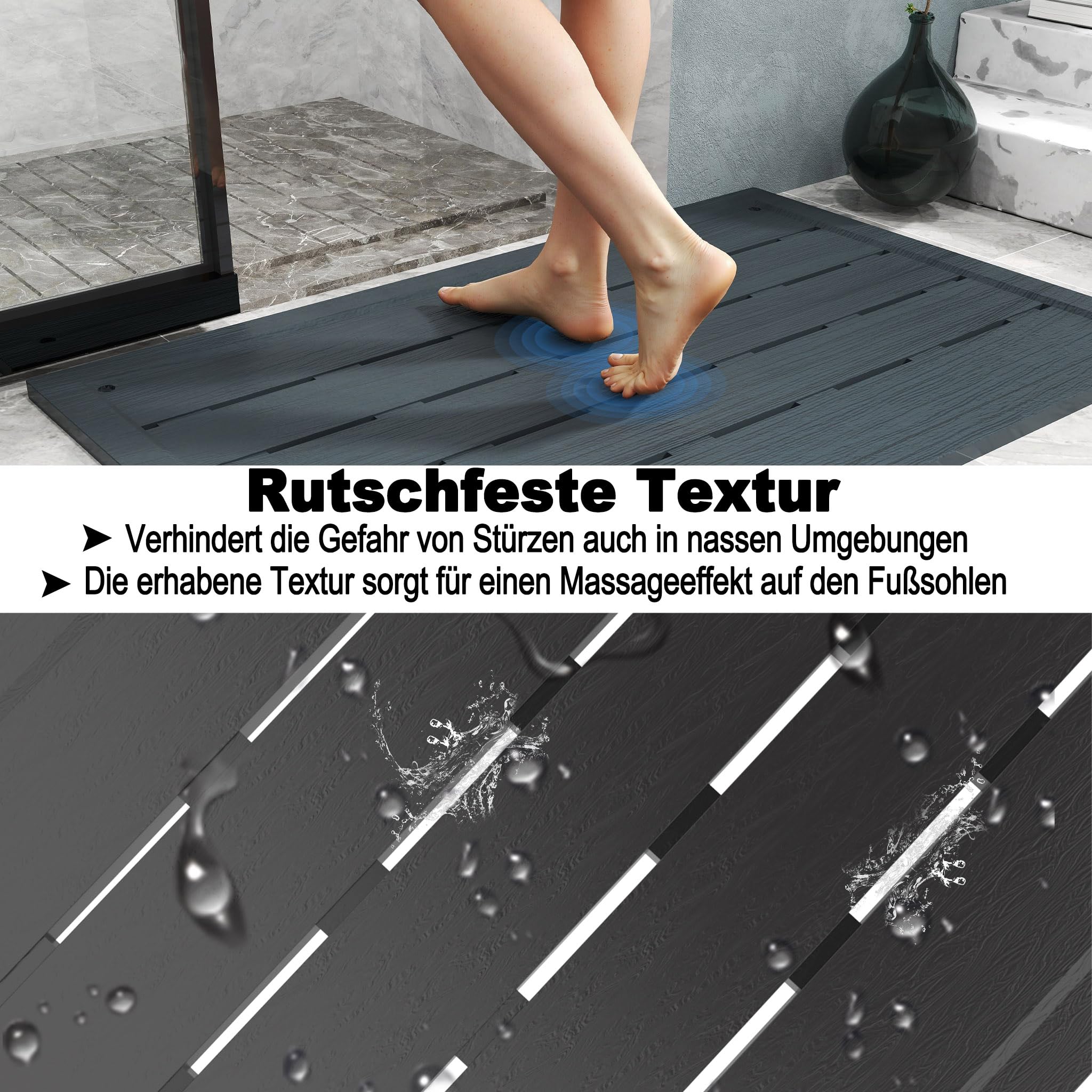 FIVMEN Élément de sol en plastique pour douche solaire, douche de jardin, douche extérieure, plaque de sol, antidérapante, protection UV, pour douche de piscine, échelle de piscine, 100 x 65 x 4 cm