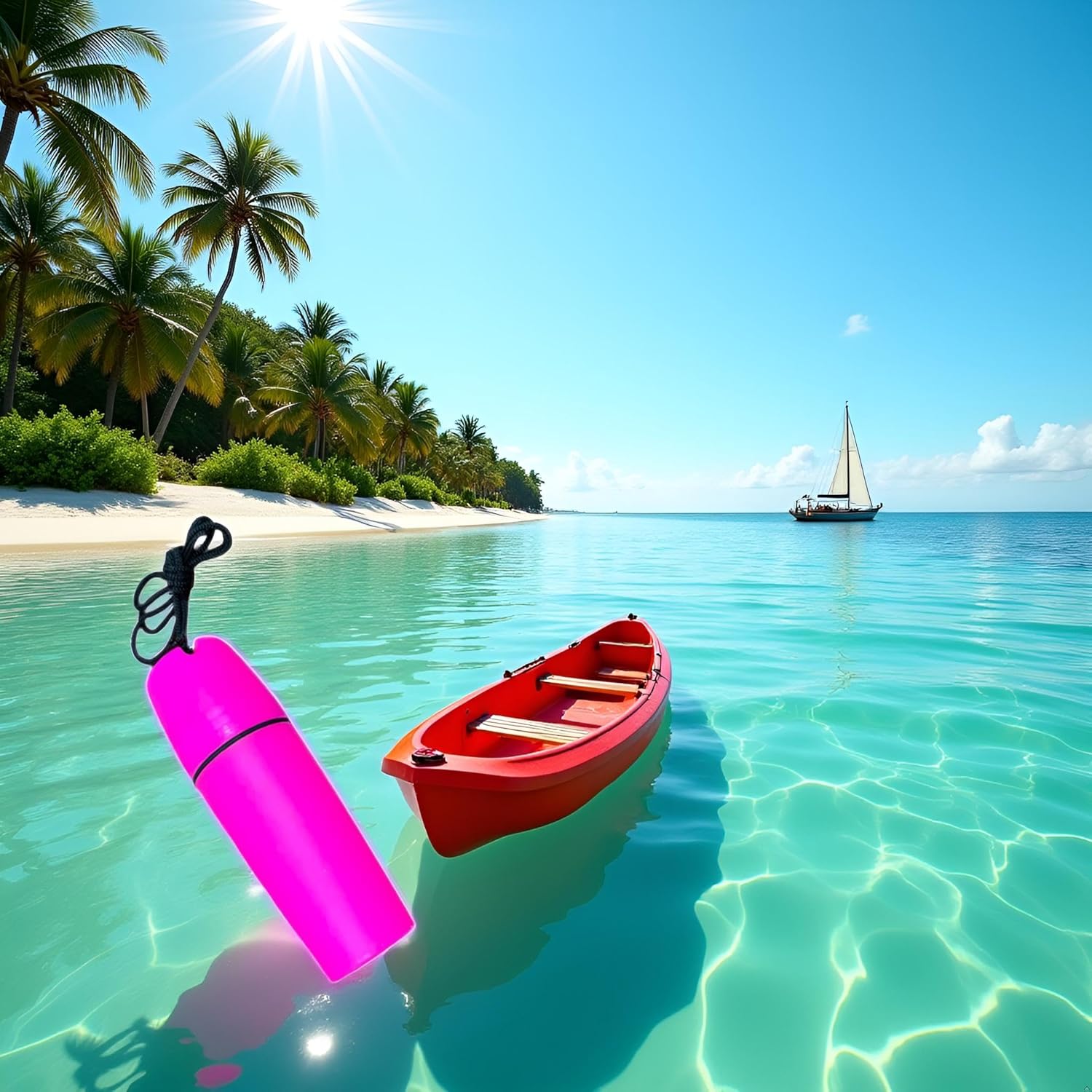 Pink Waterproof Storage Bottle Container with Lanyard – Floating Dry Box for Kayak, Canoe, Boat, Diving, Snorkeling – Watertight Plastic Case with Hook, Rope, O-Ring Seal for Outdoor Camping