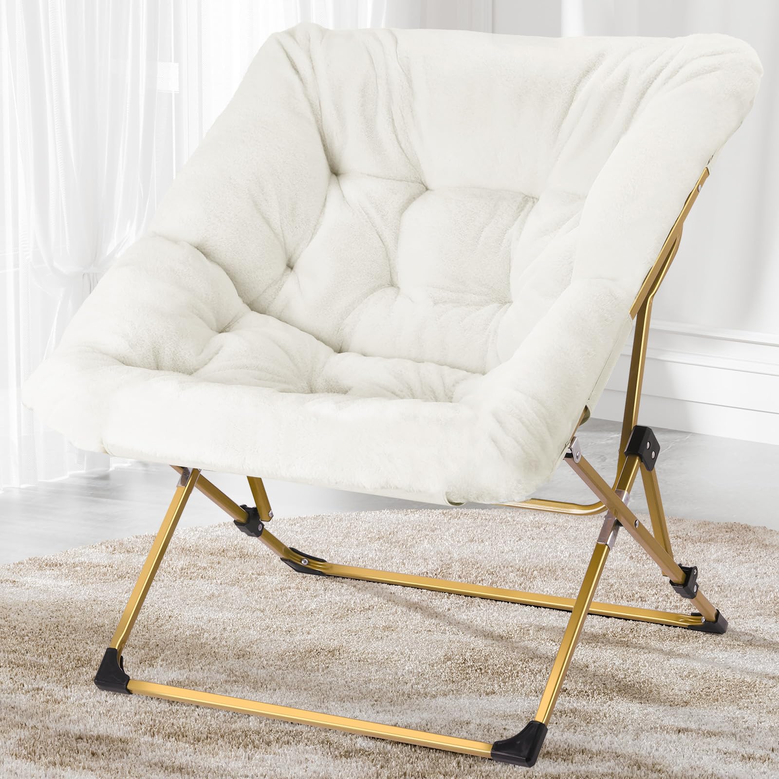 Snapklik.com : YaFiti Comfy Saucer Chair, Folding Faux Fur Lounge Chair ...