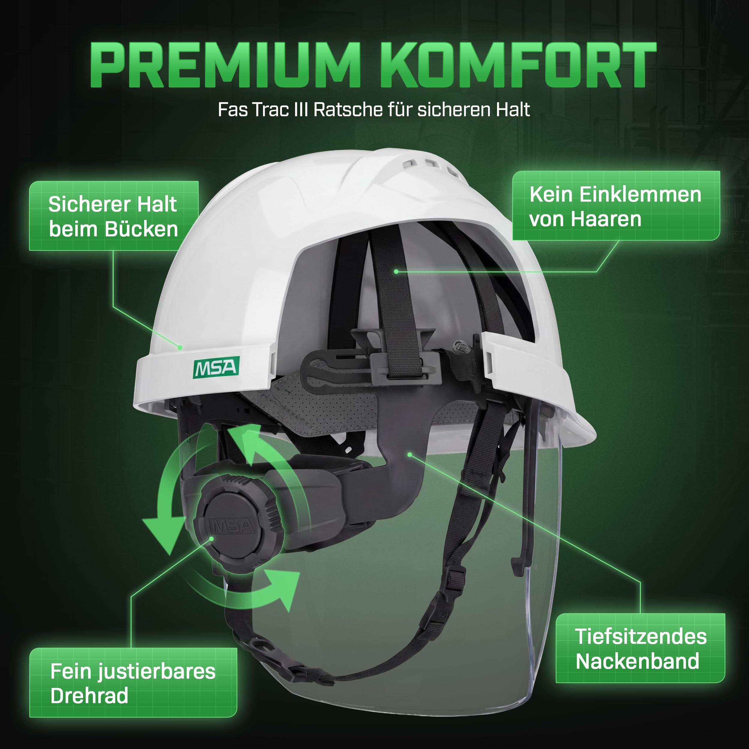 MSA V-Gard 950 - Casco protettivo non ventilato con visiera per cantieri e elettricisti, a norma DIN EN 397 per il lavoro