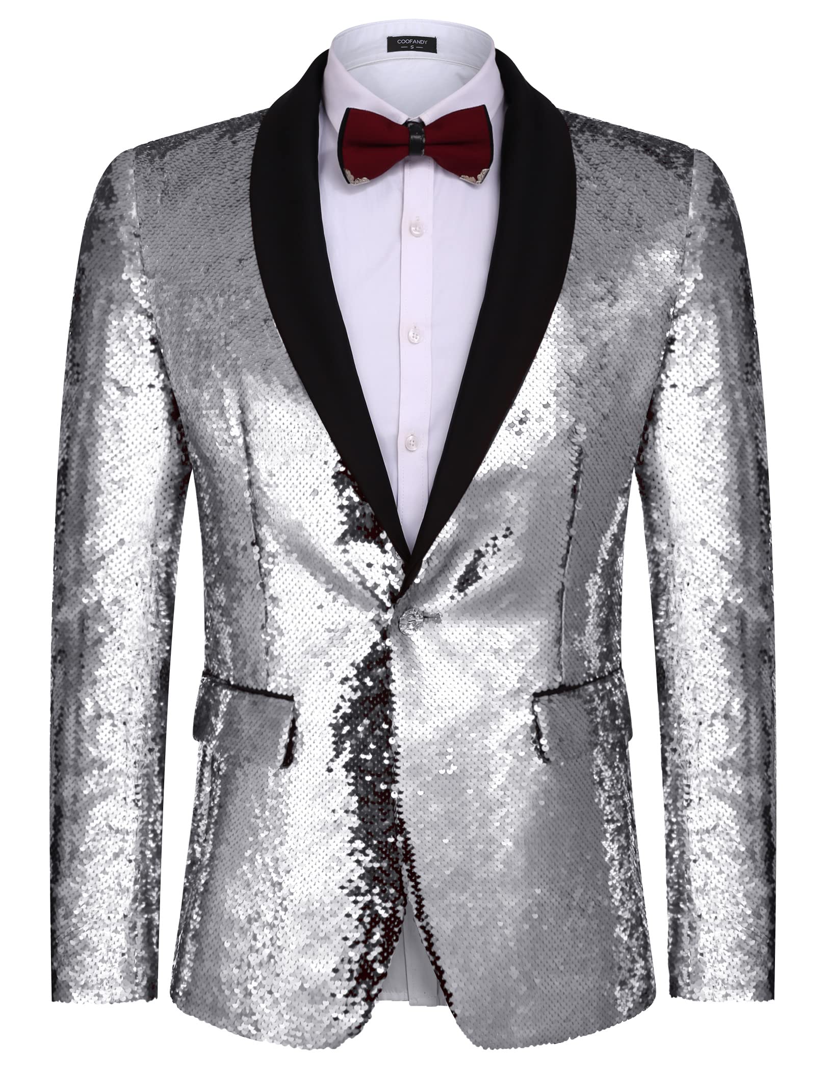 COOFANDY Shiny Party Dinner Prom One Button Suit Jacket