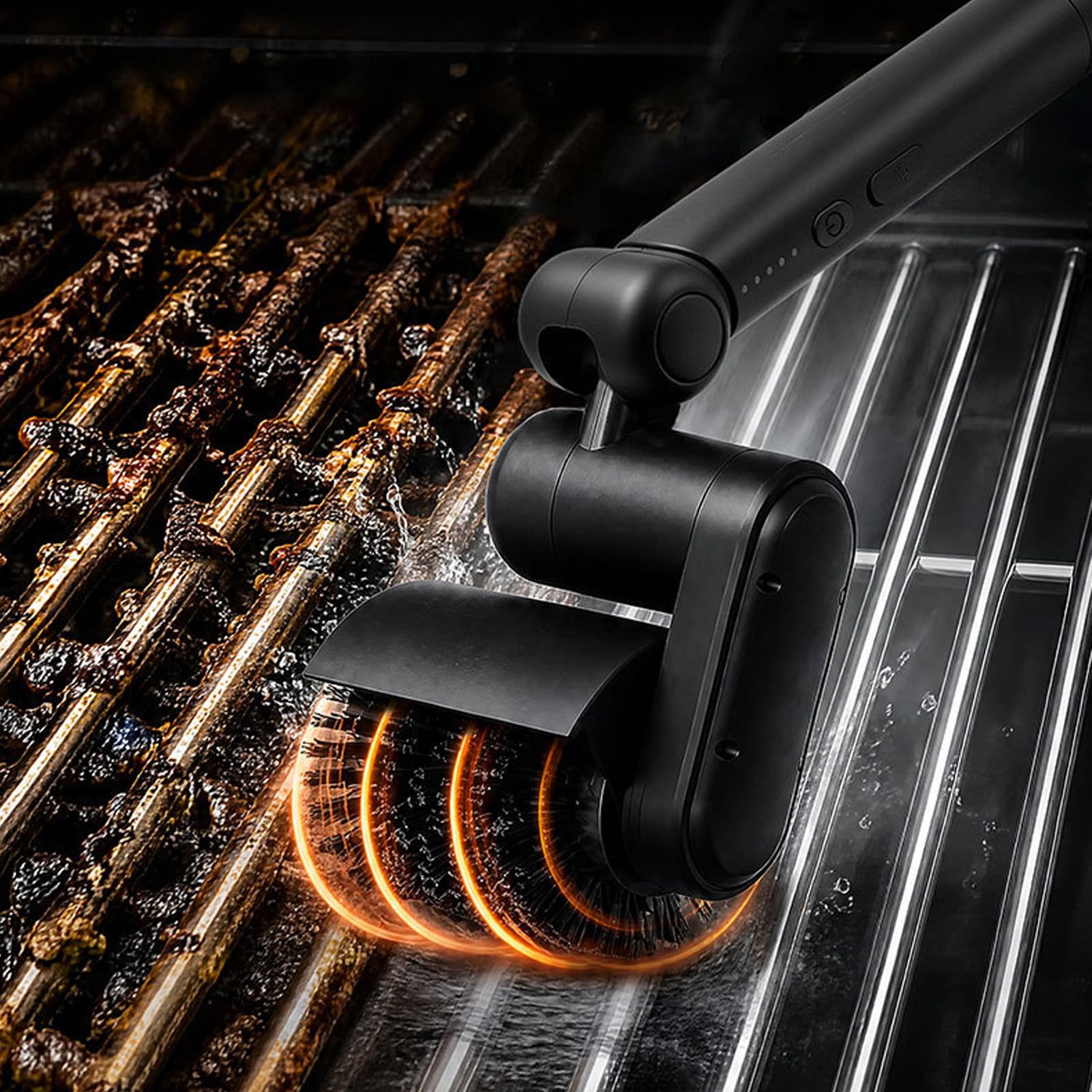 Bewinner Spazzola per Griglia Elettrica, Spazzola per Pulizia Barbecue Ricaricabile Senza Fili con 3 Testine Intercambiabili per Grigliate all'aperto e Cucina Domestica