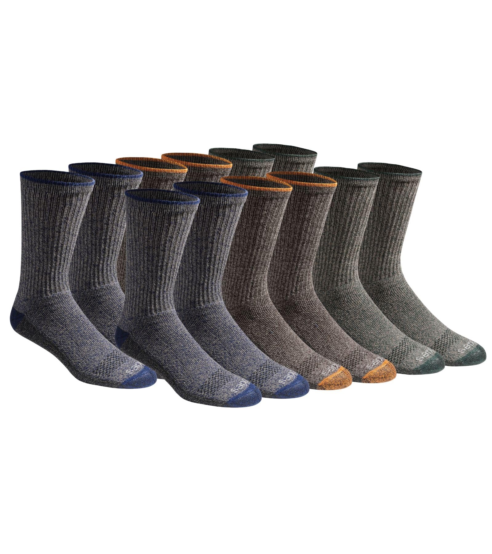 Dickies Men's Dri-tech Moisture Control Max Full Cushion Crew Socks, Available in M-xl (6, 12 Pairs) Socks
