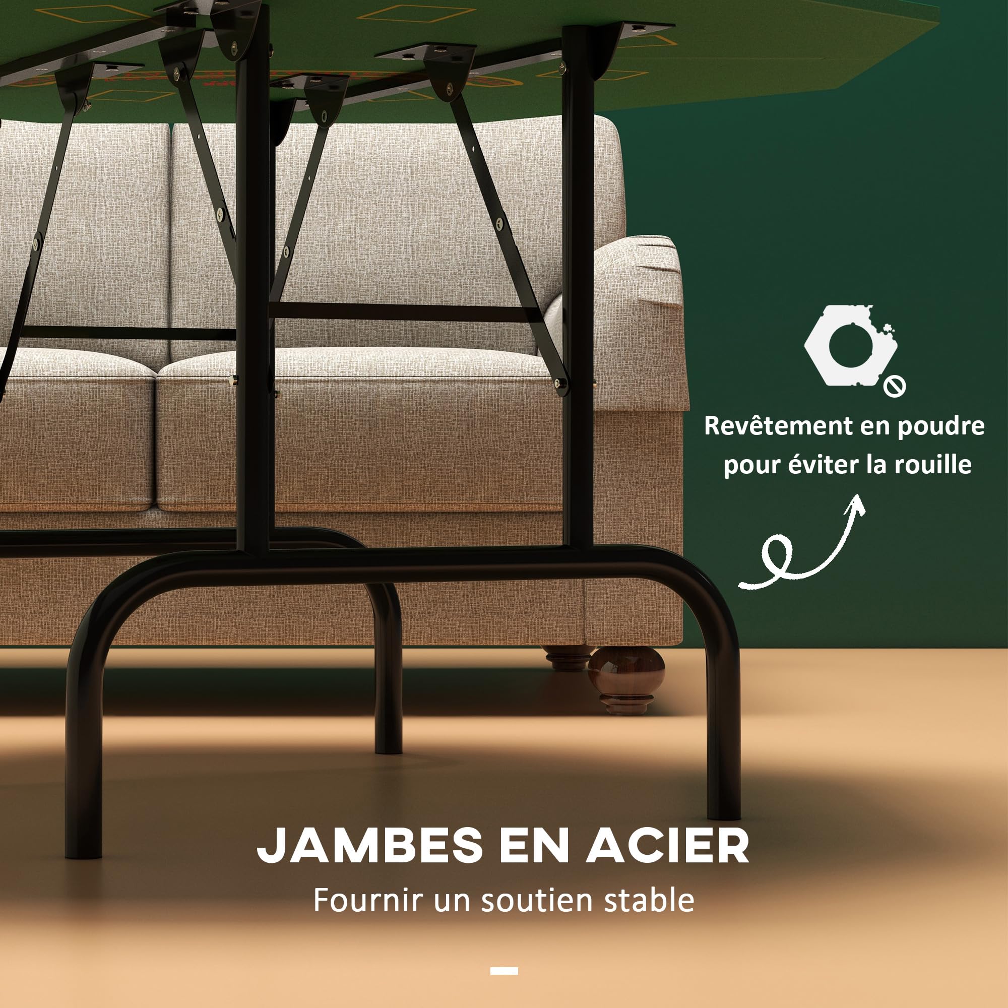 SPORTNOW Table de Poker Pliable pour 8 Joueurs, Table de Jeu avec Porte-gobelet et bac à jetons, 120 x 120 x 72 cm, Vert