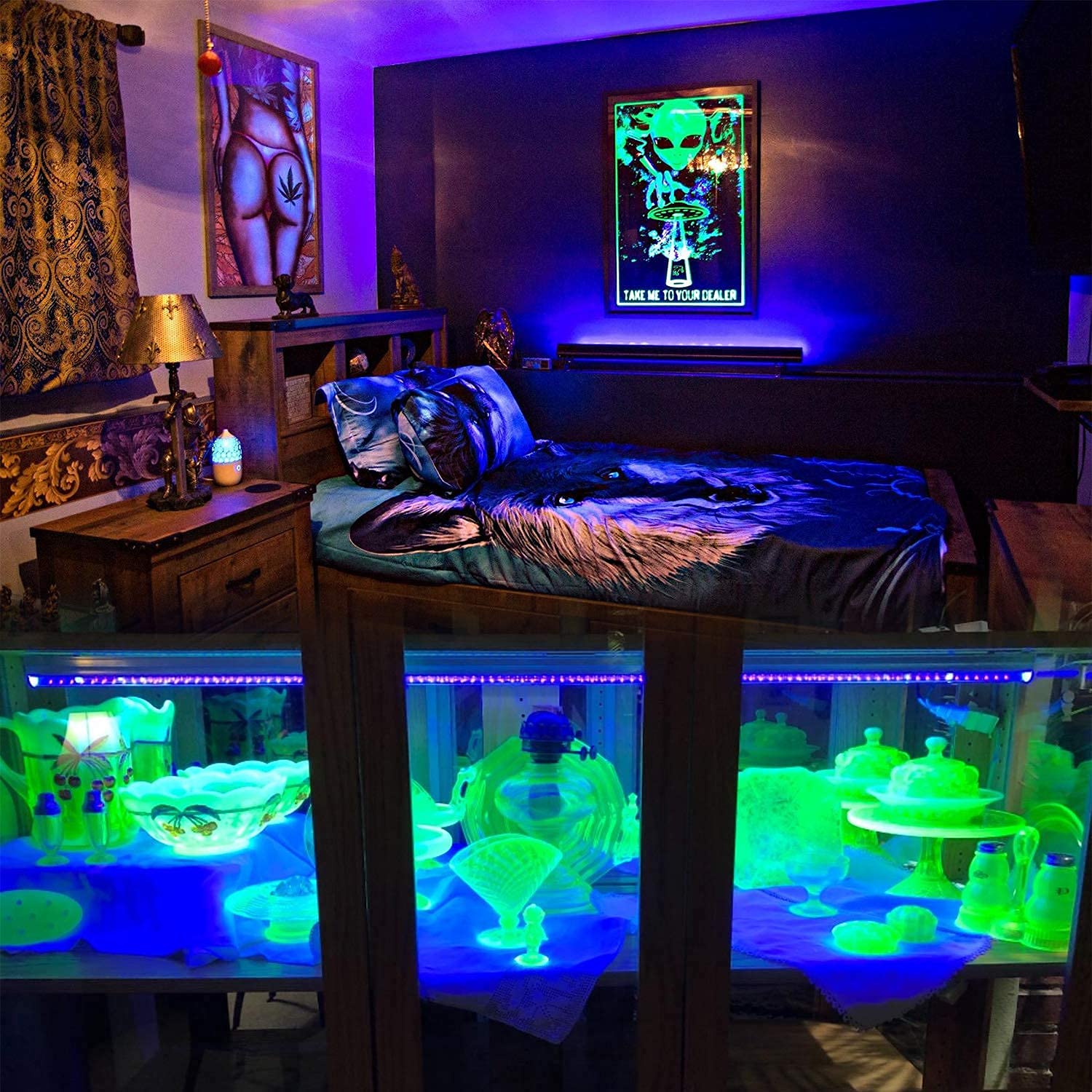 Czarne Światło UV Elegantede 10 W Bar 48 Diod LED Liliowe na Imprezy Halloween Blacklight Plakat Oświetlenie