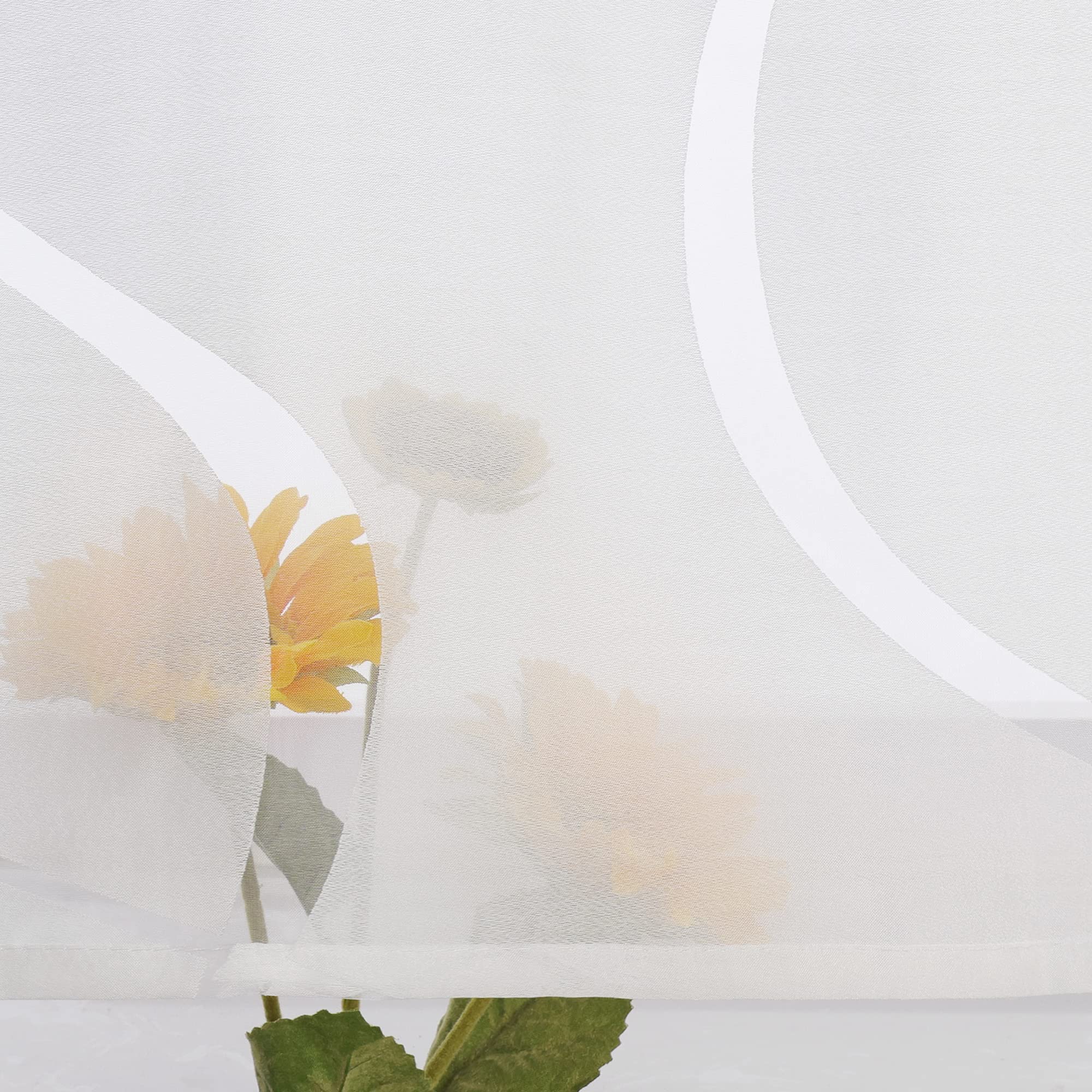 Joyswahl Ausbrenner Scheibengardinen Modern »Berta« Küchengardinen Transparent Bistrogardine mit Ösen Kurzstores Wohnzimmer Weiß HxB 45x120cm 1er Pack