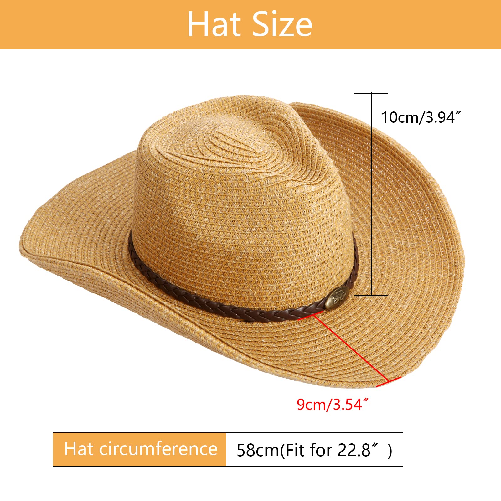 GEMVIE Strohhut für Damen,Sonnenhut mit Muschelband+UPF50,verstellbar,für den Sommer,Fedora Trilby