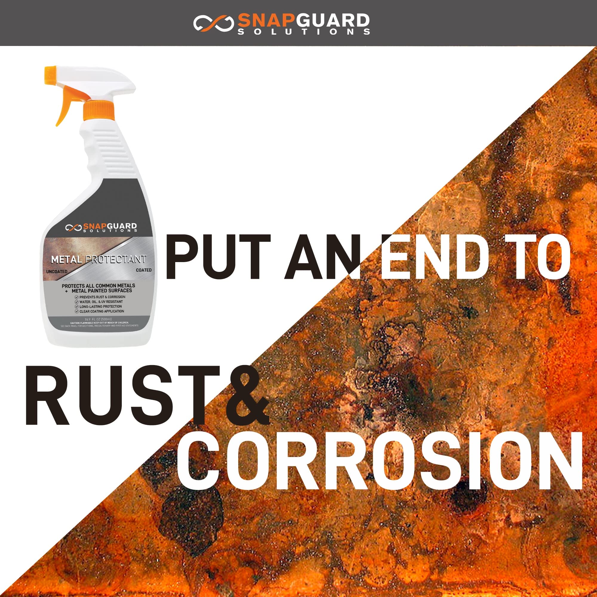Snapguard Solutions DIY Metal Protectant - Rust & Corrosion Prevention Coating, Works On All Common Metals + Metal Painted Surfaces - 500ml Spray Bottle