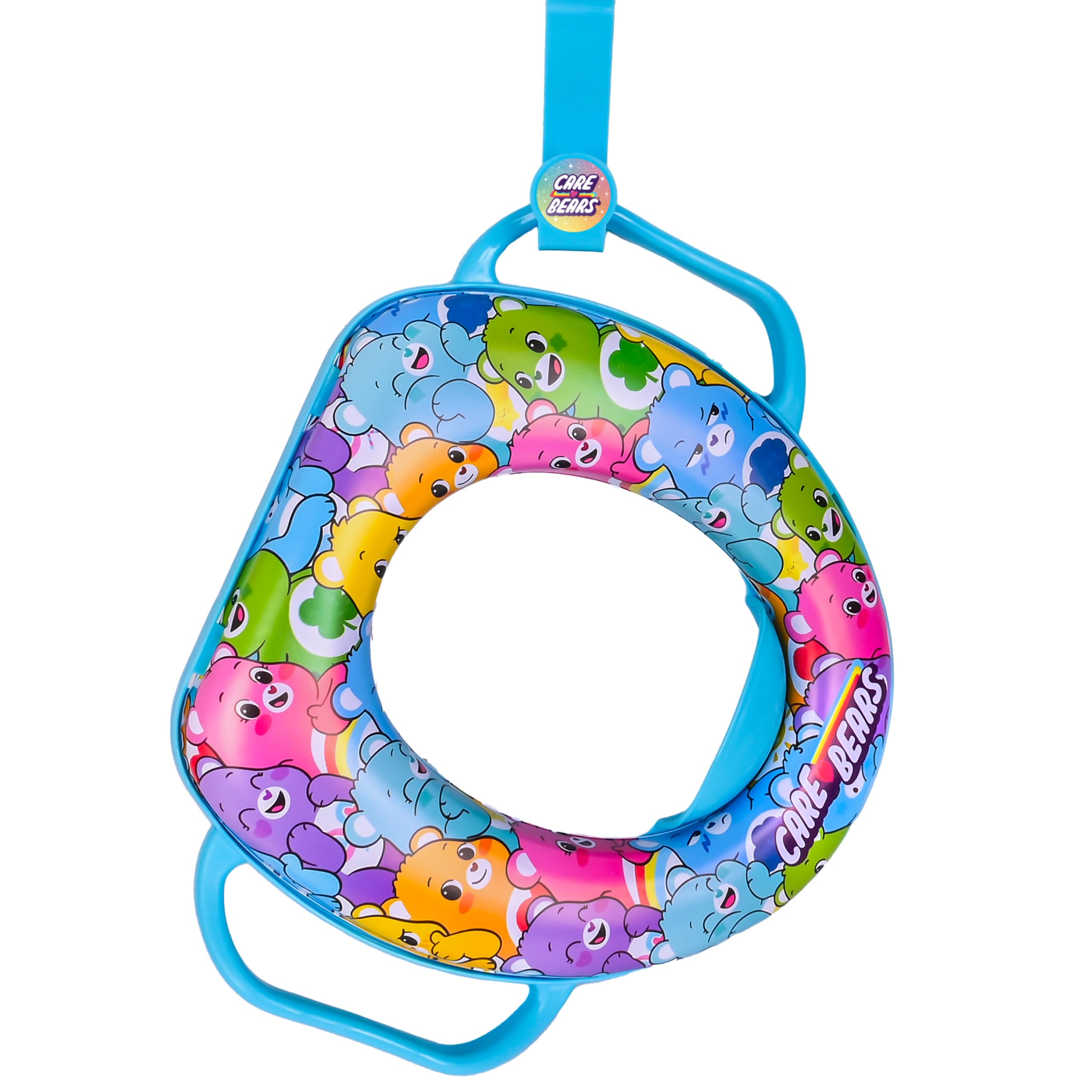 Care Bears Soft Potty Training Seat for Toilet with Storage Hook, Non-Slip Potty Ring with Splash Guard, Built-in Handles for Toddlers