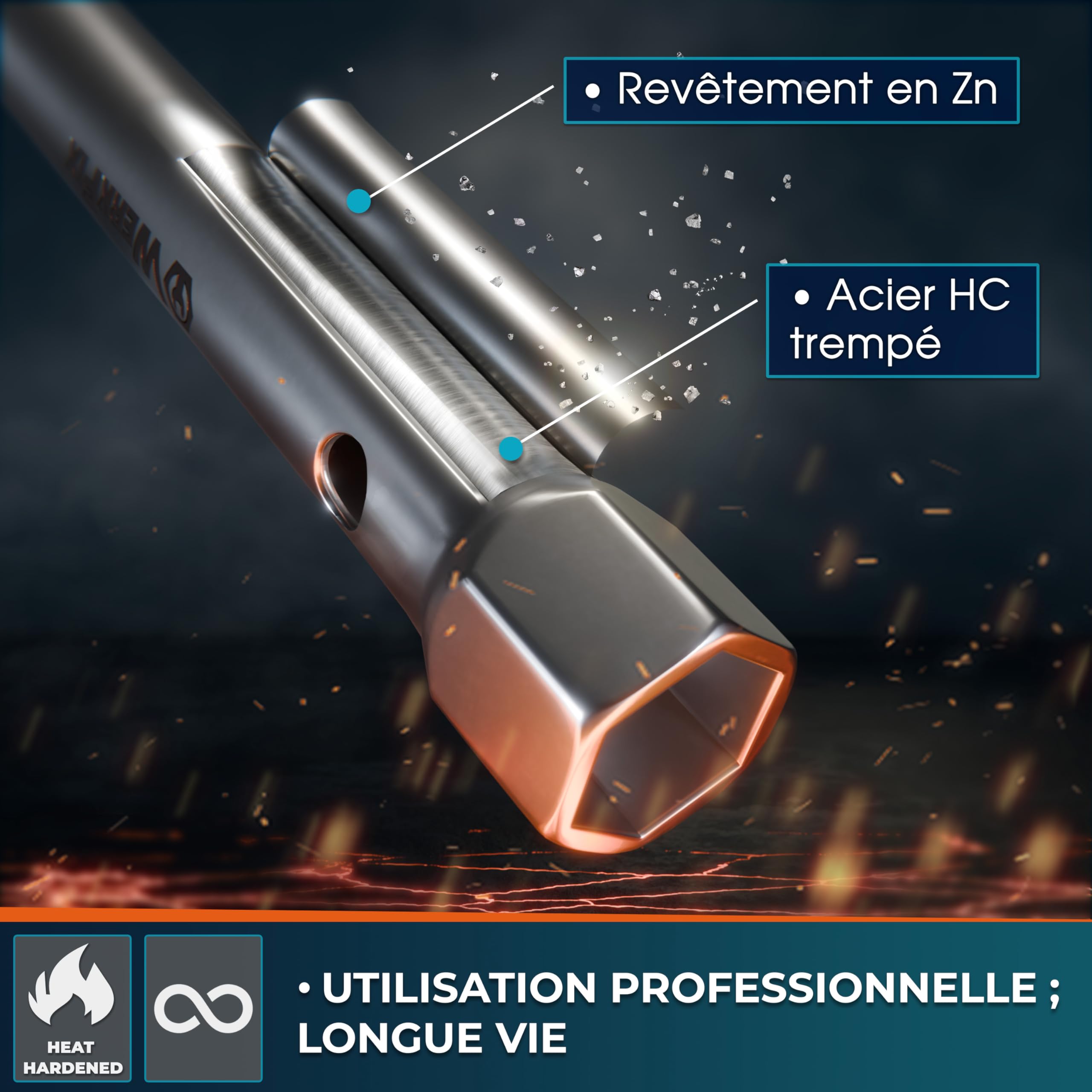 S&R WERKFIX Jeu Clés Tubulaires - 7 Clés à Tube Douille 6-19 mm. Pour Bougies et Lavabo