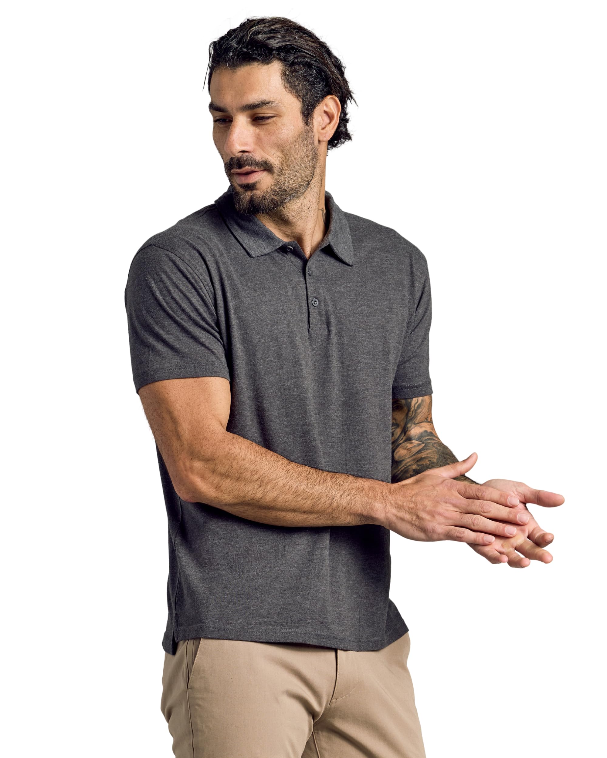 True ClassicMen's Short Sleeve Classic Polo Shirt, 3-Pack