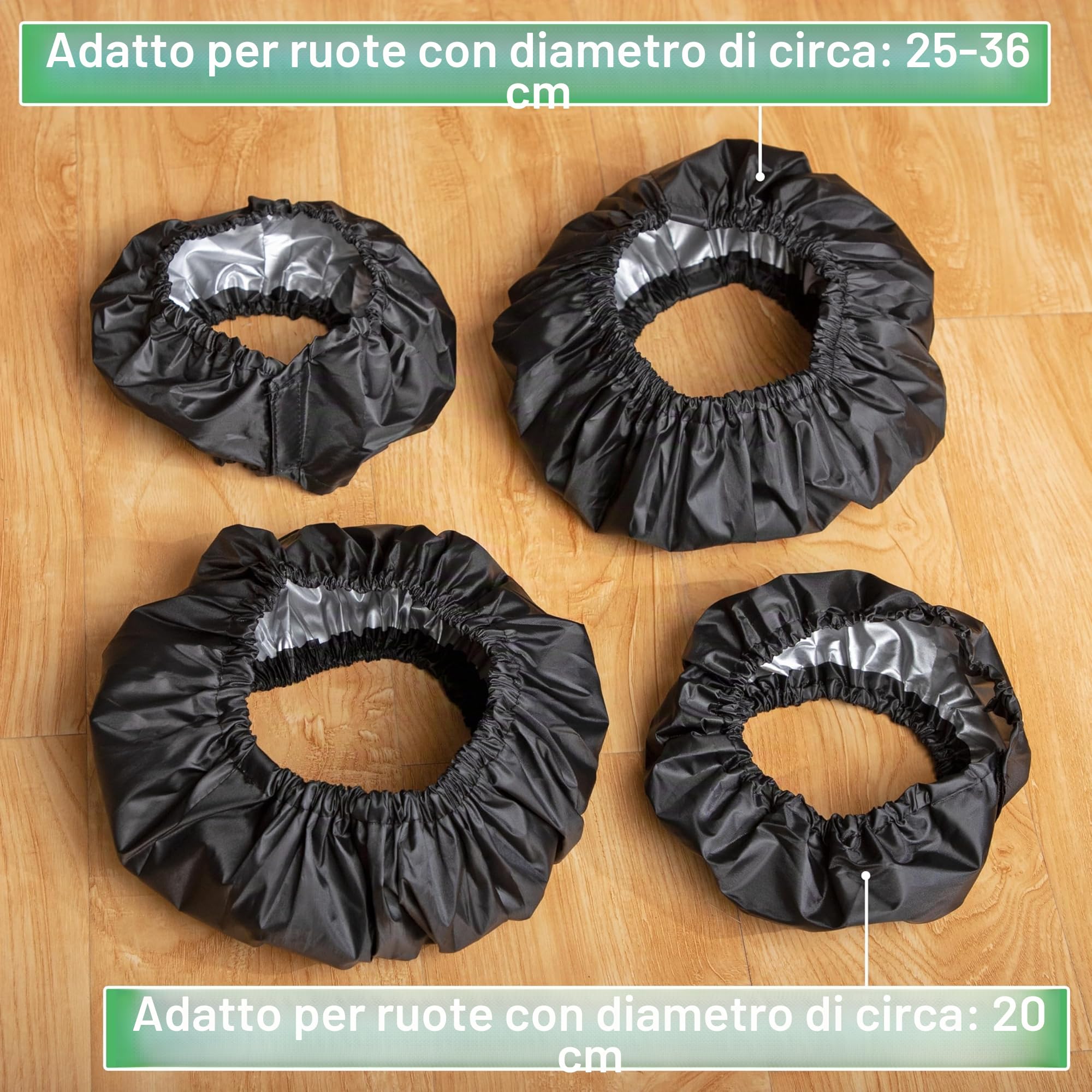 Copertura per ruota per bambino, copertura di protezione della ruota del passeggino, impermeabile, copertura della ruota per passeggino, 4 pezzi, nero