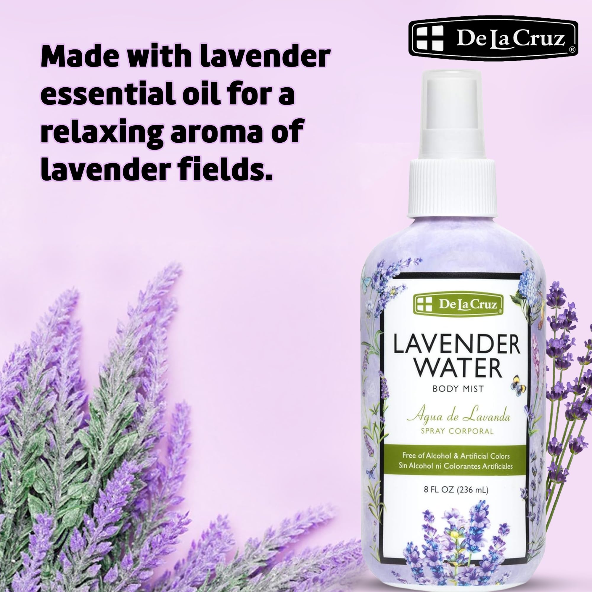 Lavender Water Body Mist - Spray de lavanda con aceite esencial de lavanda puro, 8 onzas líquidas (8.0 fl oz) 5