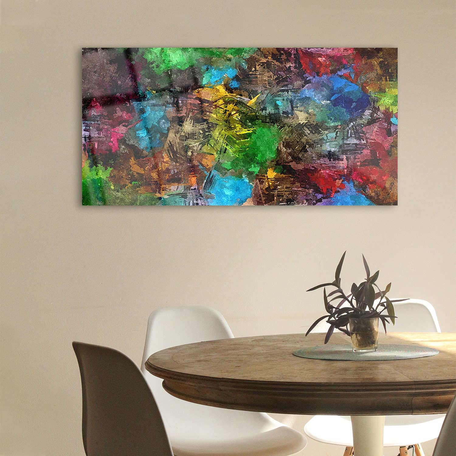 Coloray Pintura acrílica 100x50cm Sala De Estar Vidrio Acrílico Cuadro De Pared Mural Arte - Acuarelas de abstracción