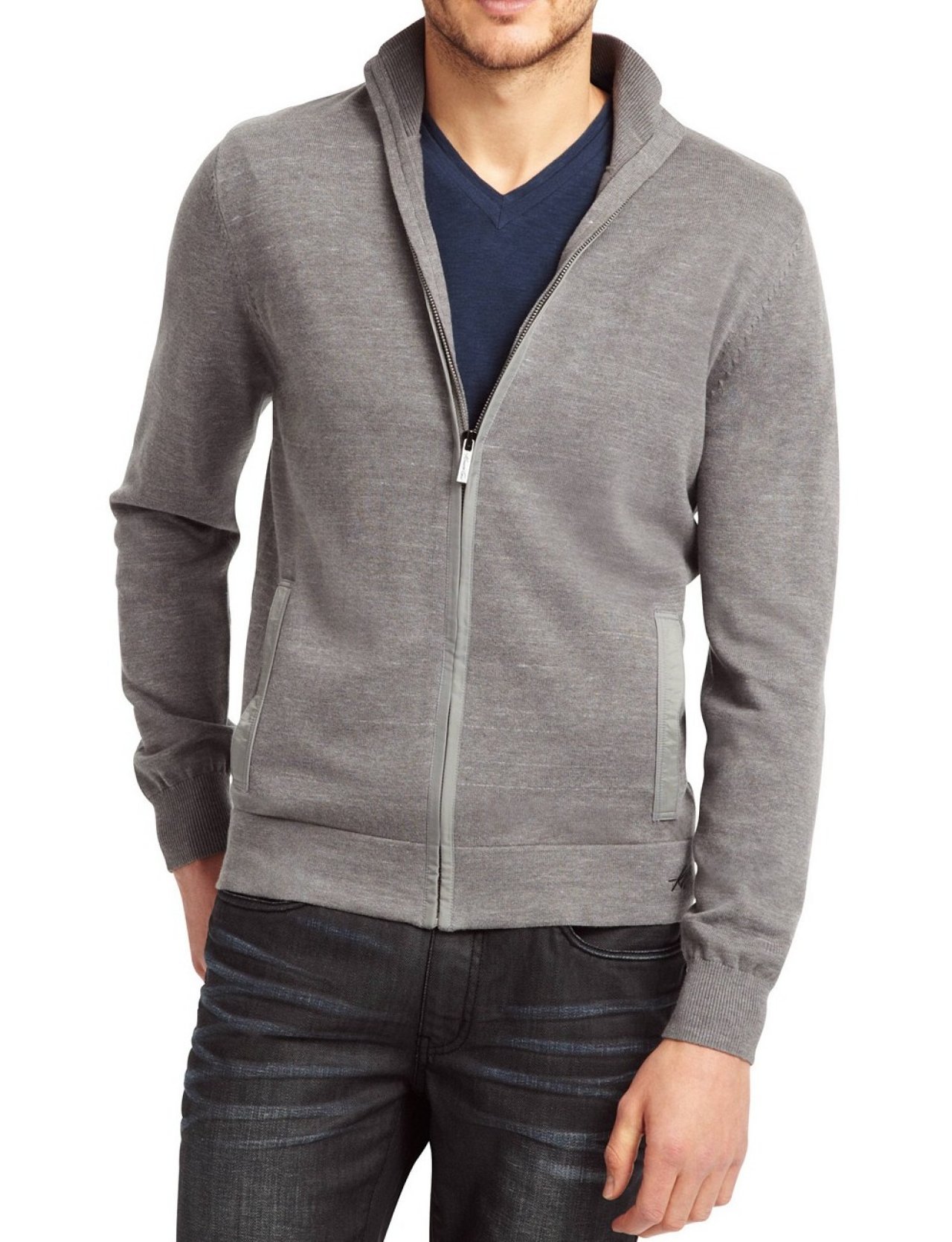 Kenneth Cole New York Men's Space-Dye Full Zip Sweater