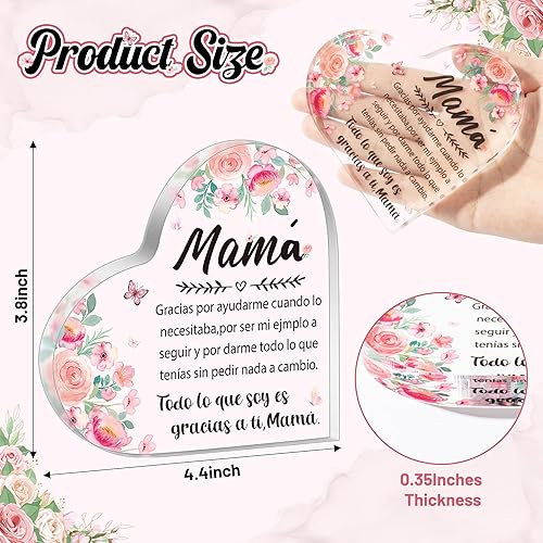 Miniatura 2 de Yopyame Regalos de acrílico para mamá Regalos para mamá, regalos de acrílico para mamá española, recuerdo de corazón acrílico, pisapapeles de hija,