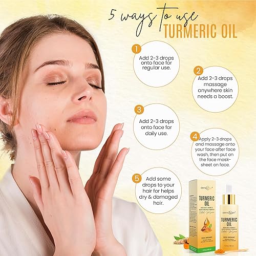 Miniatura 7 de Aceite de cúrcuma orgánico para aclarar la piel, aceite facial de cúrcuma para manchas oscuras, piel seca antienvejecimiento e hidratante,