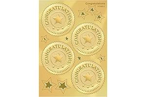 Congratulations Foil Seals - Gold Award Metal Stickers