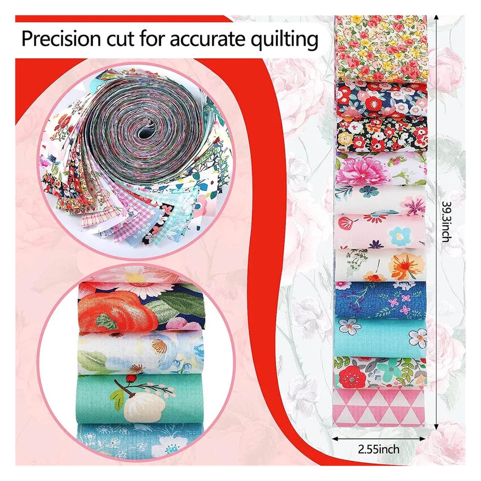 Quadrati Patchwork Patchwork in rotoli di strisce di tessuto da 40 pezzi | Strisce for trapuntatura artigianale Tessuto artigianale for cucire(6.5 x 50 cm)