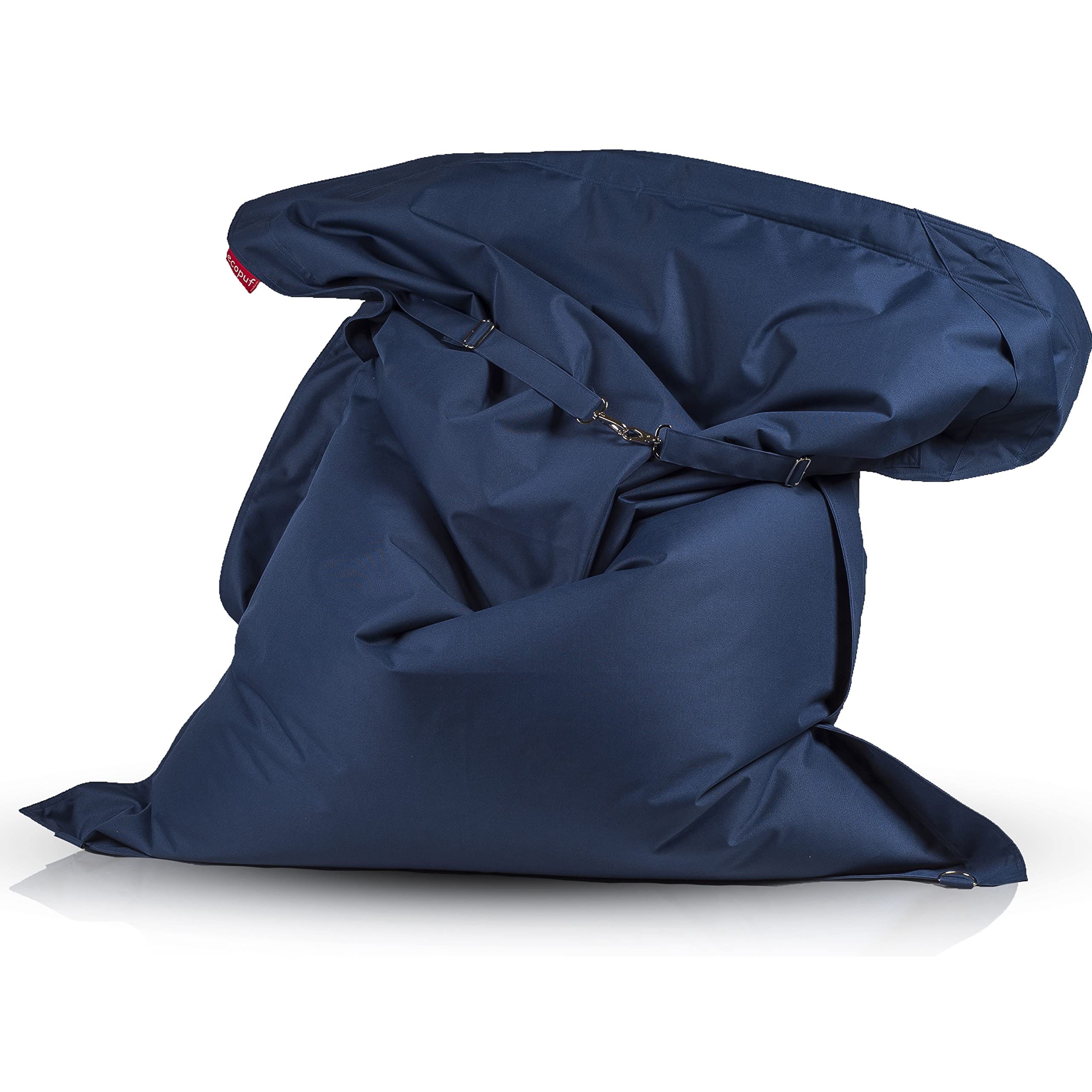 Ecopuf Pouf Cuscino Gigante completo di cinghie Poltrona Sacco in Poliestere Impermeabile puff con imbottitura per Interni ed Esterni 170x135Cm