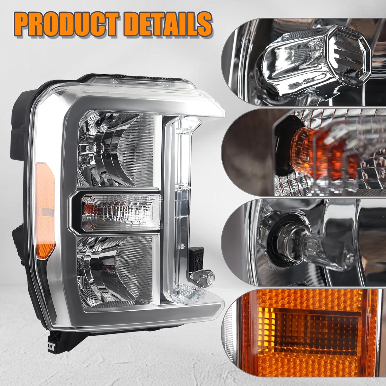 RH Halogen Headlights Assembly Compatible with 2023-2024 Ford F250 F350 XL XLT Super Duty Right Passenger Side FO2503429 PC3Z-13008-H