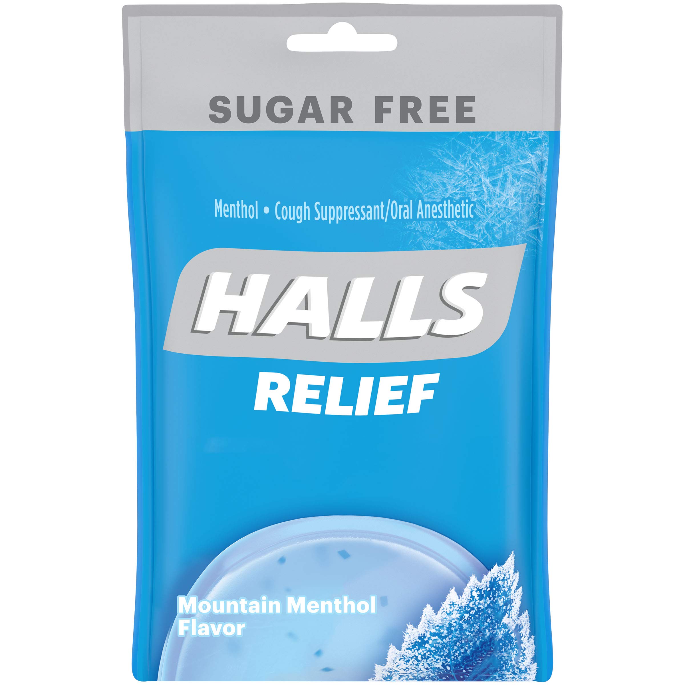 HallsRelief Sugar Free Mountain Menthol Flavor Cough Drops, 1 Bag (25 Total Drops)