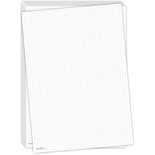 ESCAPER A4 Square Grid Paper Sheets, 90 GSM, Double-Sided, Loose & Unpunched, Graph Paper for Journaling, Sketching, Technical Drawing, Math, Geometry & Office Use