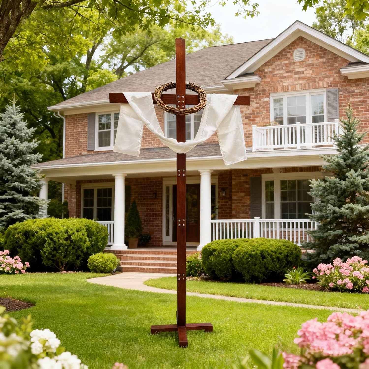 71Inch Easter Large Wood Cross,Wood Standing Cross Decoration Christmas Assembly Wooden Stand Yard Cros,Catholic Easter Wedding Christmas Outdoor