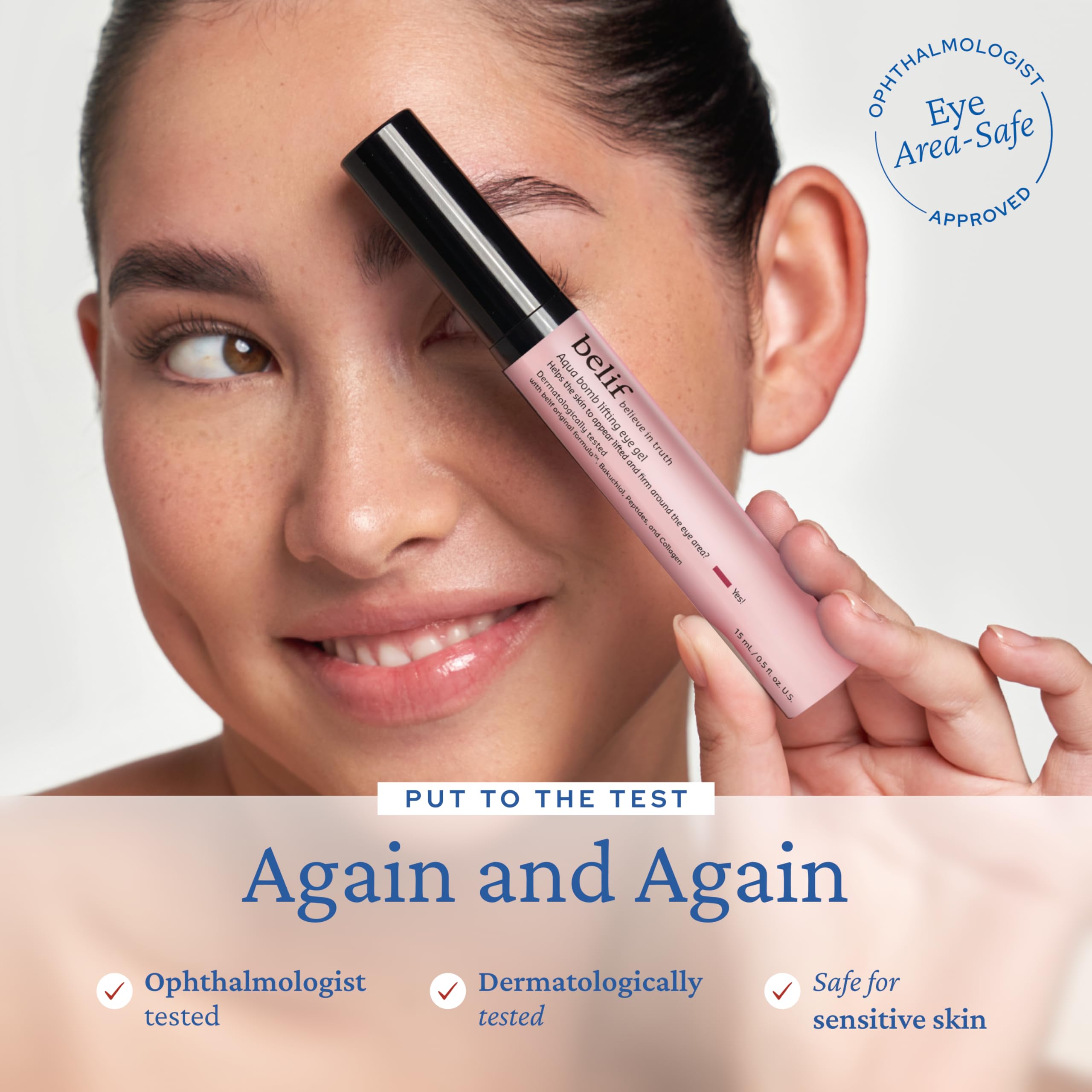 belif Aqua Bomb Cooling Eye Gel - Caffeine & Hyaluronic Acid for Puffiness & Hydration, Niacinamide & Vitamin C for Dark Circles, Adenosine & Collagen for Plumping & Firming, Korean Skin Care