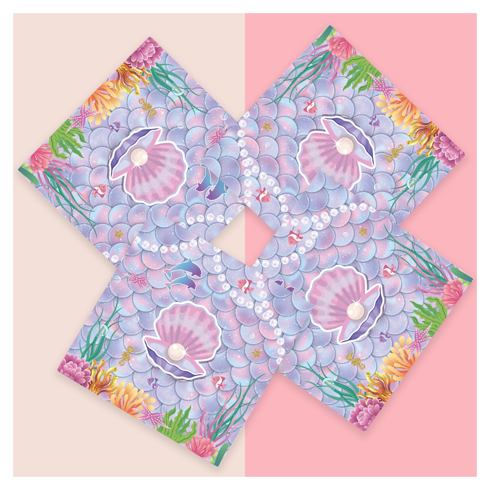 20 Serviettes En Papier Sirène 33x33cm - Motif Écailles - Pour Anniversaire Enfant - Fête Thématique