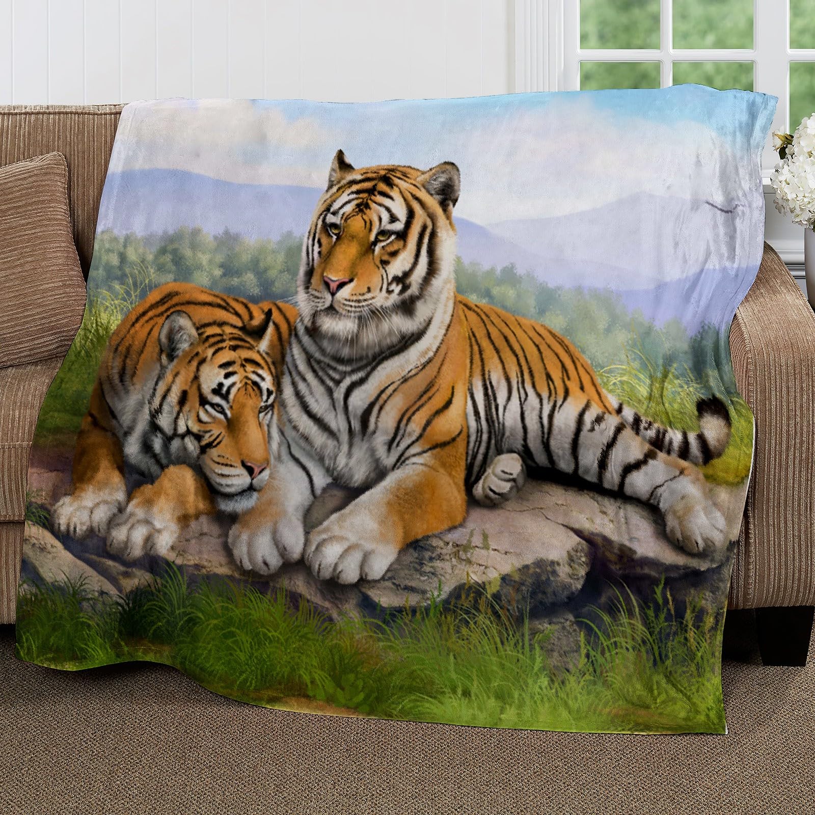 Couverture Polaire épaisse Motif Tigre Sibérien - 125 X 200 Cm - Douce Et Chaude - Pour Canapé, Lit, Extérieur