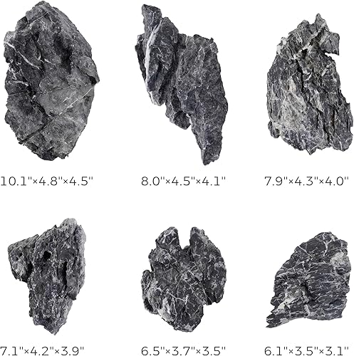Miniatura 2 de Piedra natural Seiryu de 6 a 8 pulgadas, 6 piezas de rocas de acuario para paisajismo acuático, paisajismo de acuarios, terrarios, decoración de